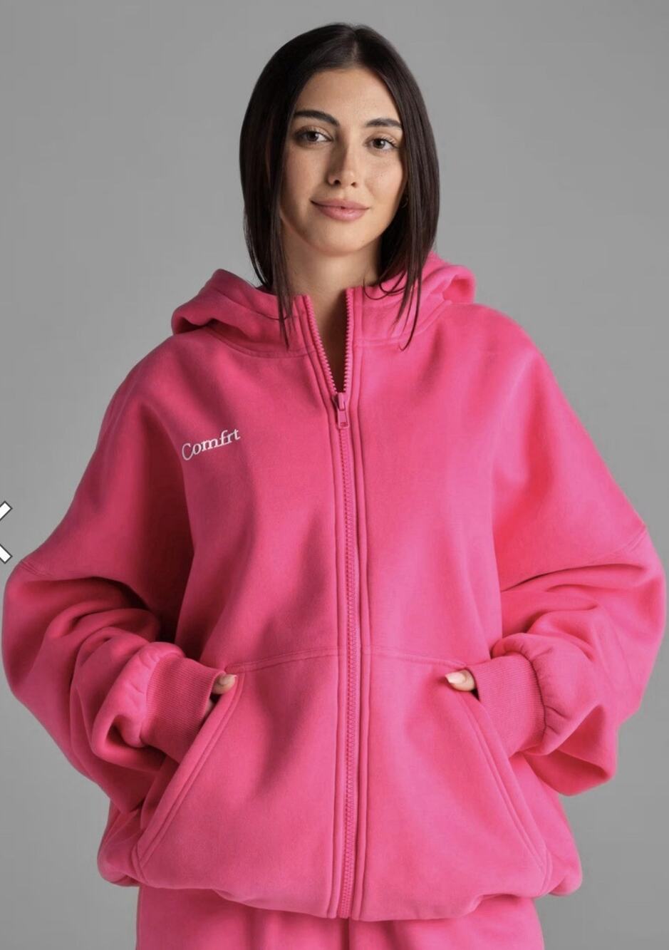 Comfrt Cloud Zip Hoodie Hot Pink Large